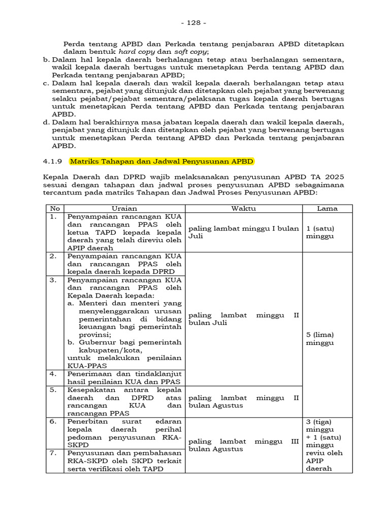 Jadwal Penyusunan APBD 2025 | PDF