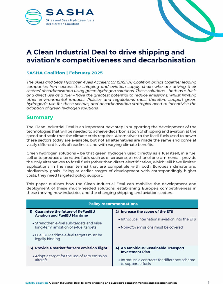 Decarbonising Shipping and Aviation with Hydrogen | PDF | Climate ...