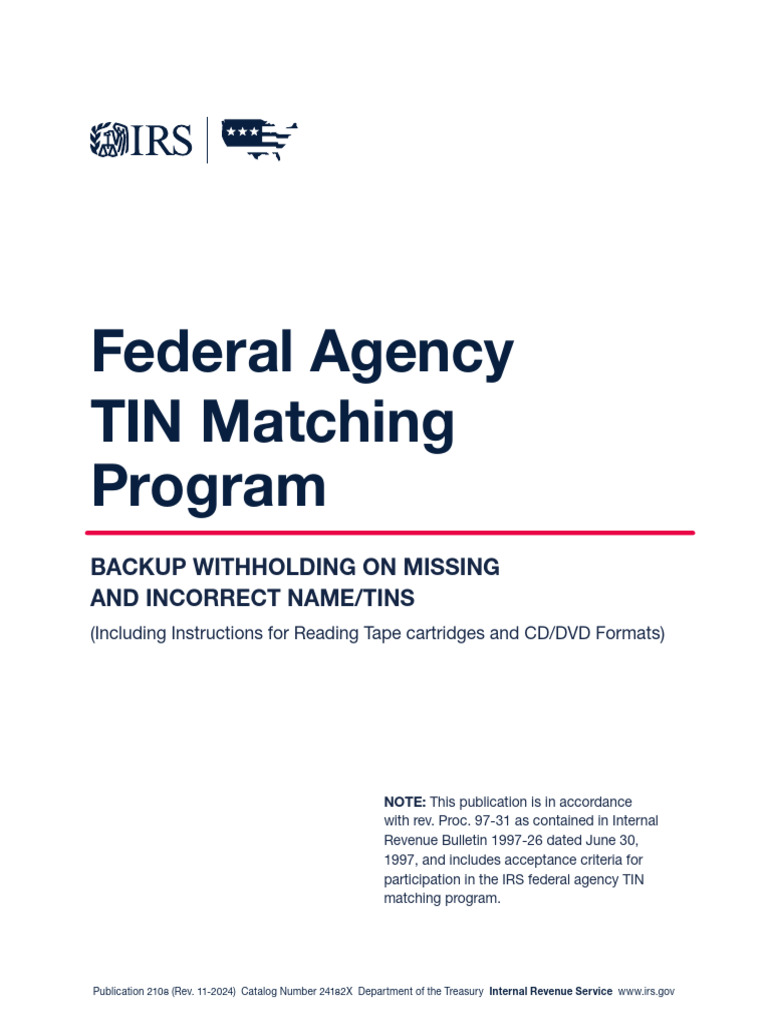 Federal Agency TIN Matching Guidelines | PDF | Payments | Internal ...