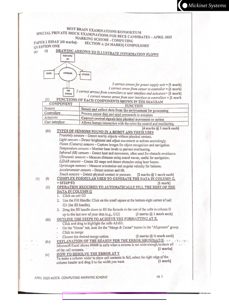 Computing Marking Scheme | PDF