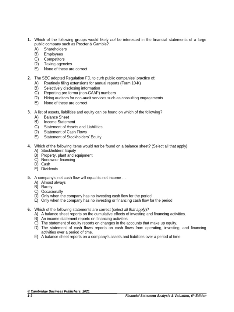Financial Statement Analysis Overview | PDF | Debits And Credits ...