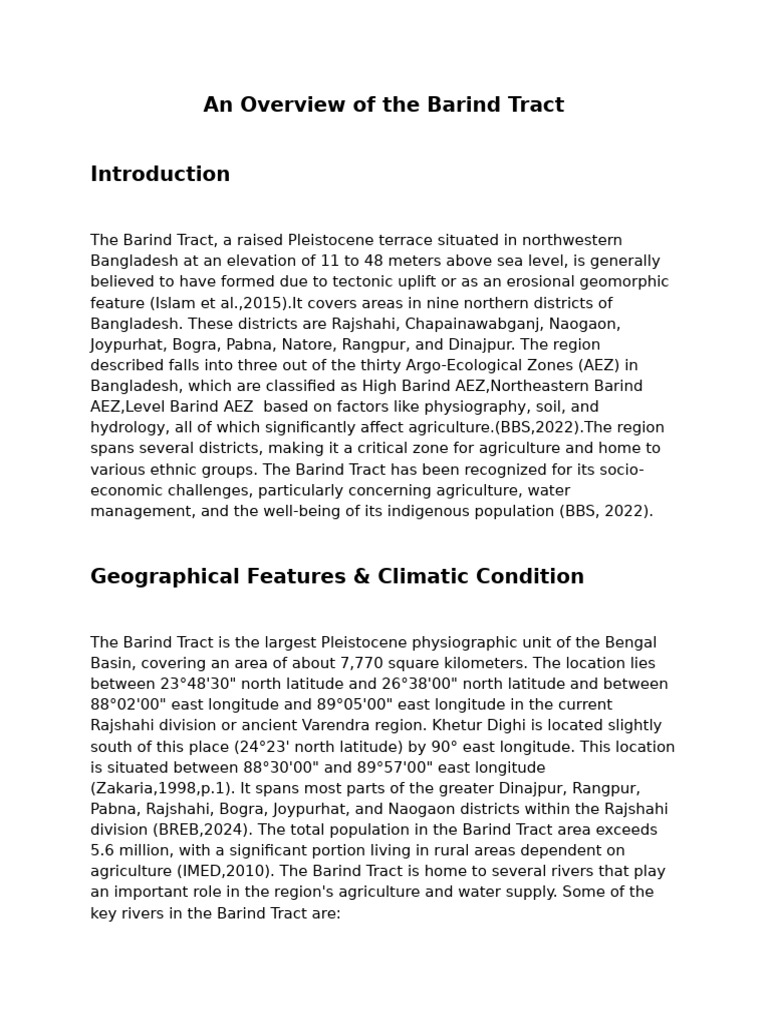 An Overview of The Barind Tract | PDF | Irrigation | Agriculture