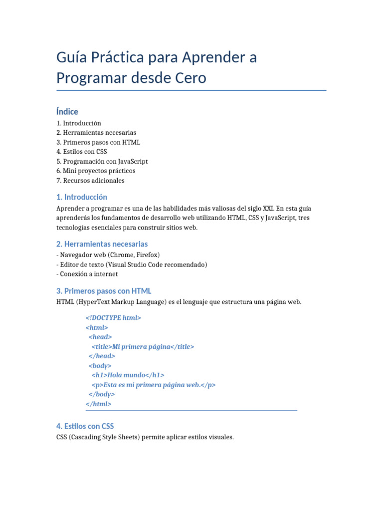 Aprende a Programar: Guía Práctica | PDF