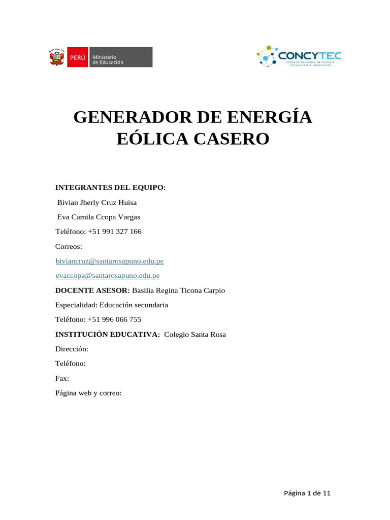 Generador Eólico Casero Educativo | PDF | Energía renovable | Energía ...