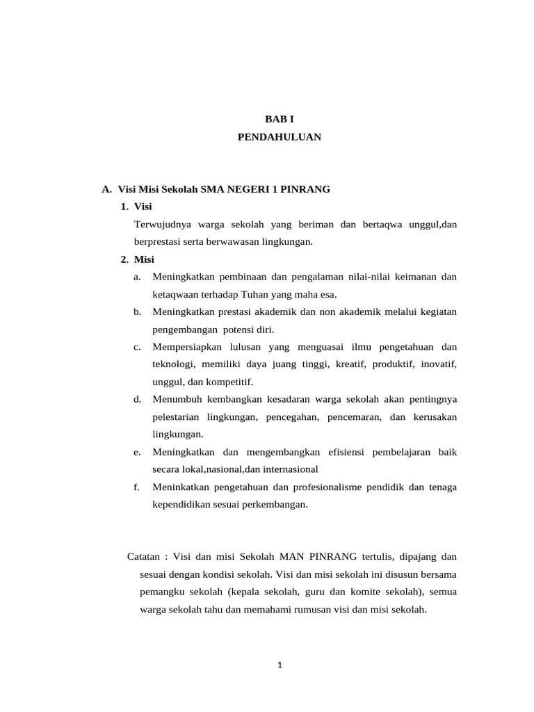 Visi Misi dan Profil MAN Pinrang | PDF