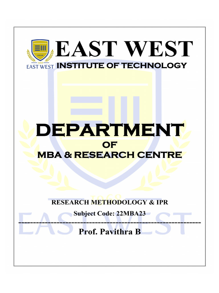 RM & Ipr Notes Module 1 To 3 | PDF