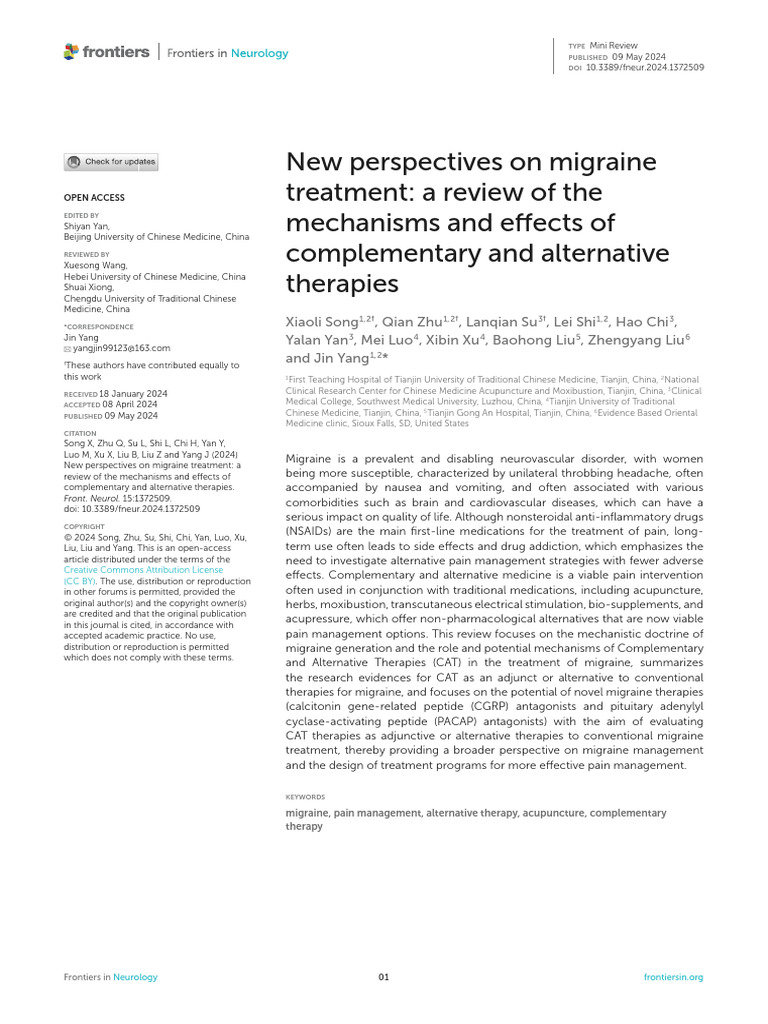 Migraine Treatment: Alternative Therapies Review | PDF | Migraine ...