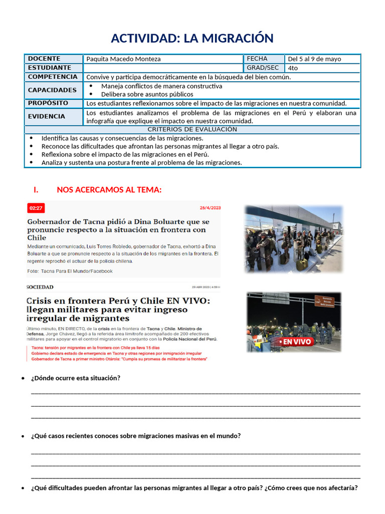 Impacto de la Migración en Perú | PDF | Migración humana | Refugiado