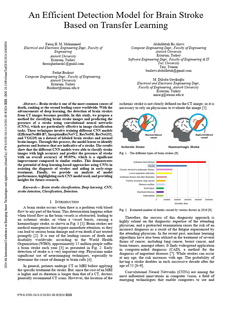 Efficient Brain Stroke Detection Using CNN | PDF | Stroke | Applied ...