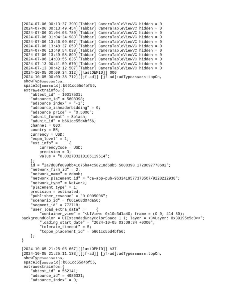 Camera Table View and Ad Data Logs | PDF | Foreign Exchange Market ...