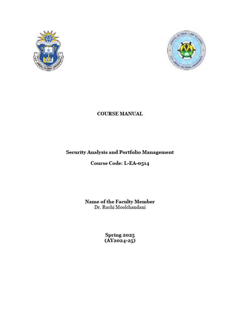 Course Manual - Security Analysis and Portfolio Management | PDF ...