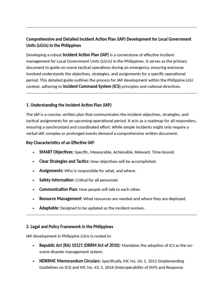 IAP Development Guide for LGUs in the Philippines | PDF | Incident ...