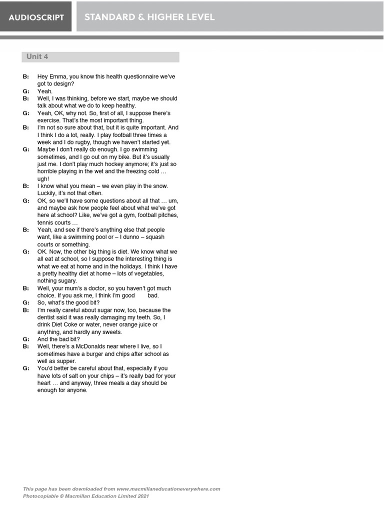 B1 U4 Test Audioscript | PDF