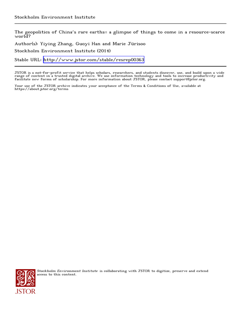 Zhang GeopoliticsChinasrare 2014 | PDF | Climate Change Mitigation | China