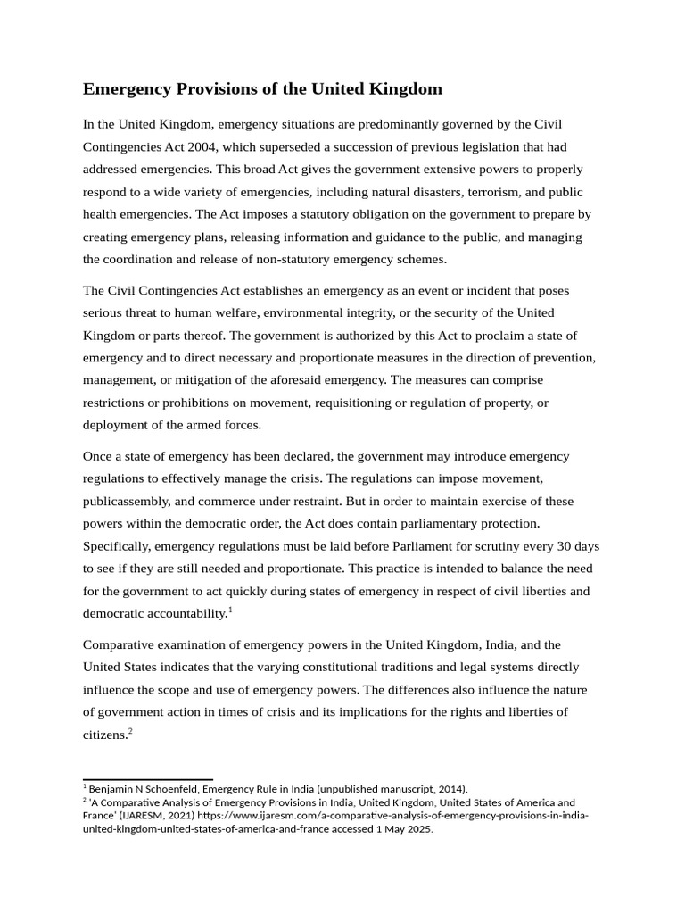 UK Emergency Powers Explained | PDF | State Of Emergency | Emergency