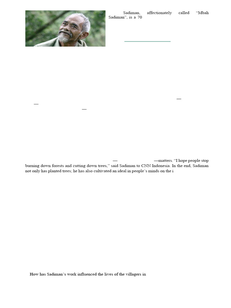 Mbah Sadiman: A Tree Guardian's Journey | PDF | Forest Management ...