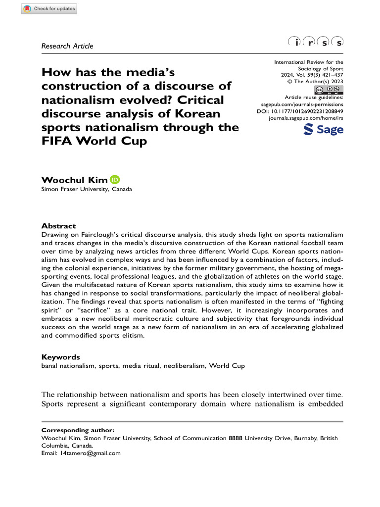 Kim 2023 How Has The Media S Construction of A Discourse of Nationalism ...