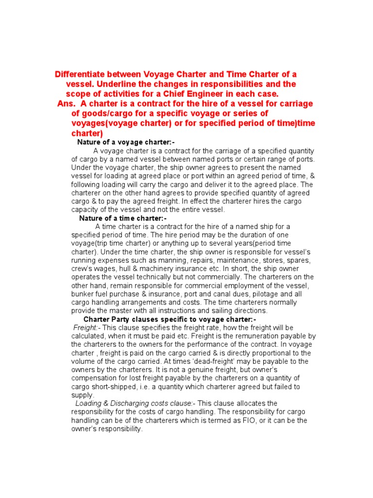 Voyage & Time Charter | PDF | Ships | Cargo