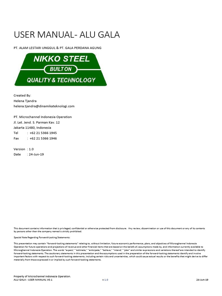 User Manual ALU GALA V1.0 | PDF