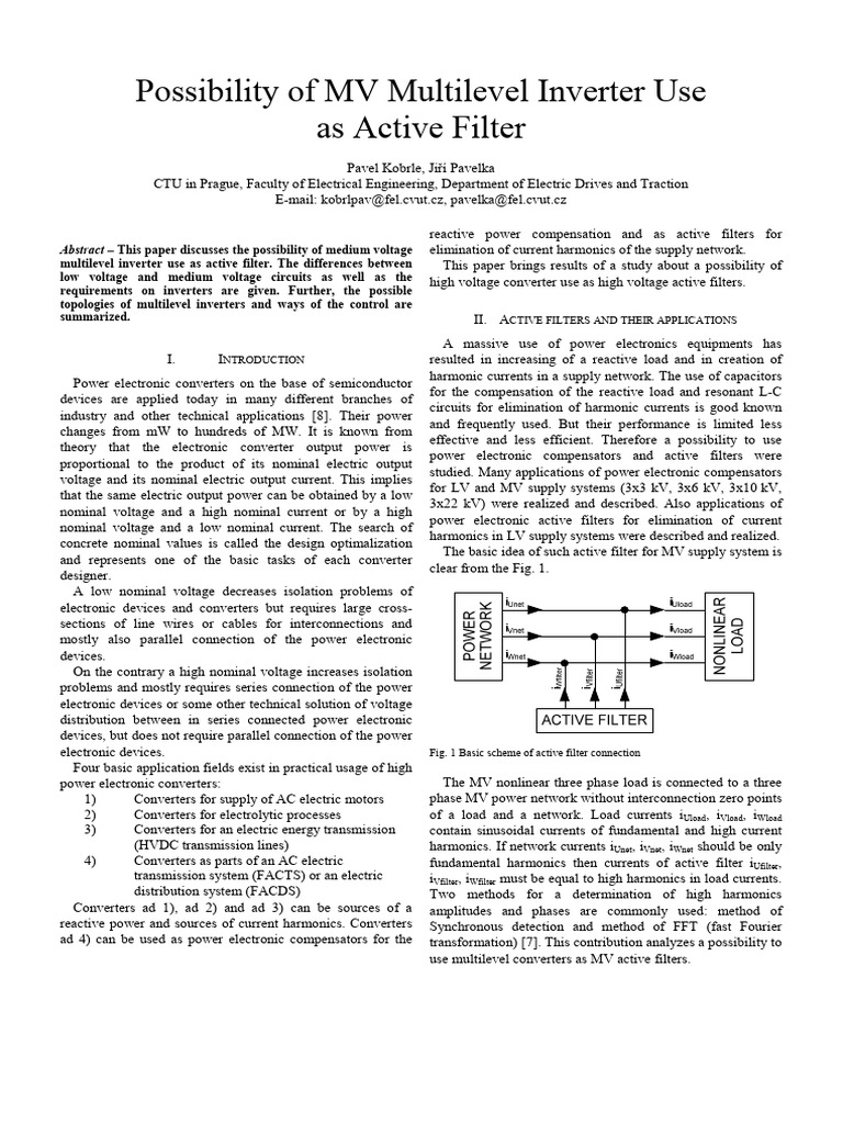 MV Multilevel Inverter as Active Filter | PDF | Power Inverter | Power ...