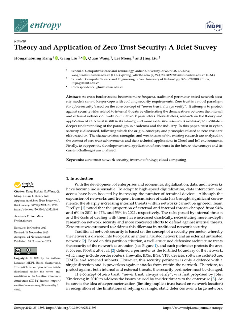 Zero Trust Security: Theory and Applications | PDF | Computer Security ...