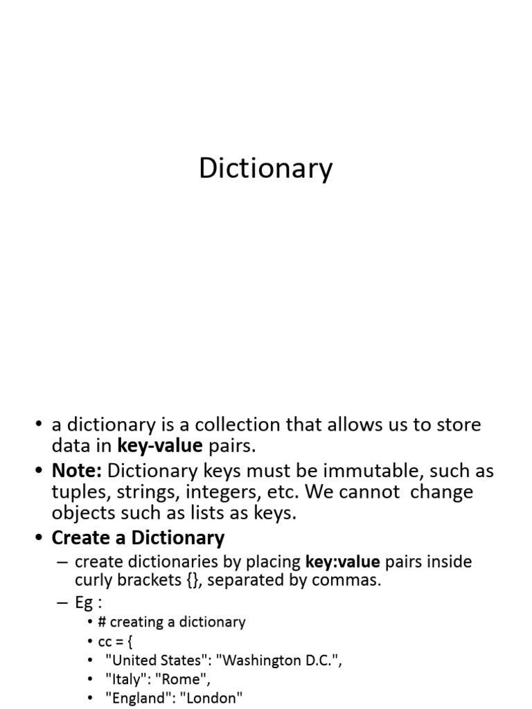 Python Dictionary Guide: Creation & Usage | PDF | Programming Paradigms ...