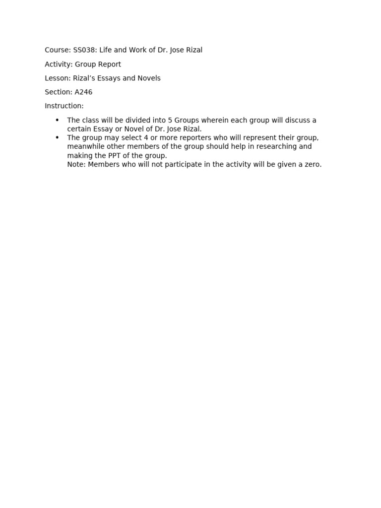 Group Report on Rizal's Works | PDF | Human Communication | Learning