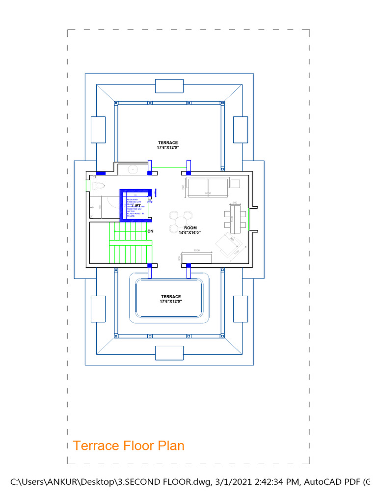 Terrace Floor Plan with Lift Dimensions | PDF