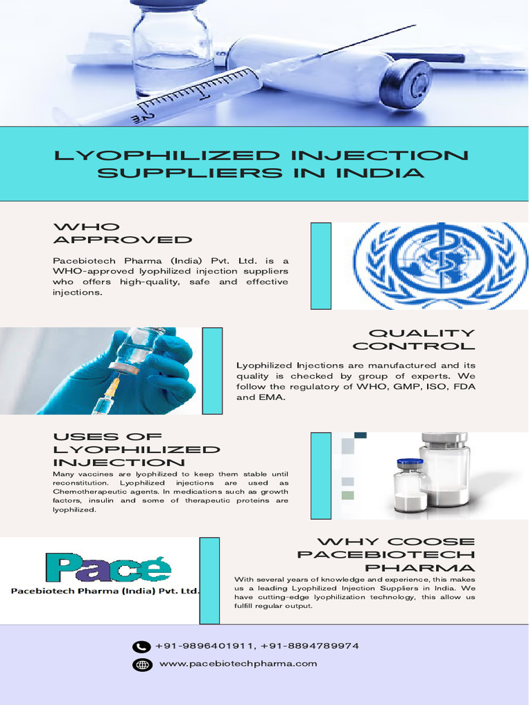 WHO-approved Lyophilized Injection Suppliers in India - Pacebiotech ...