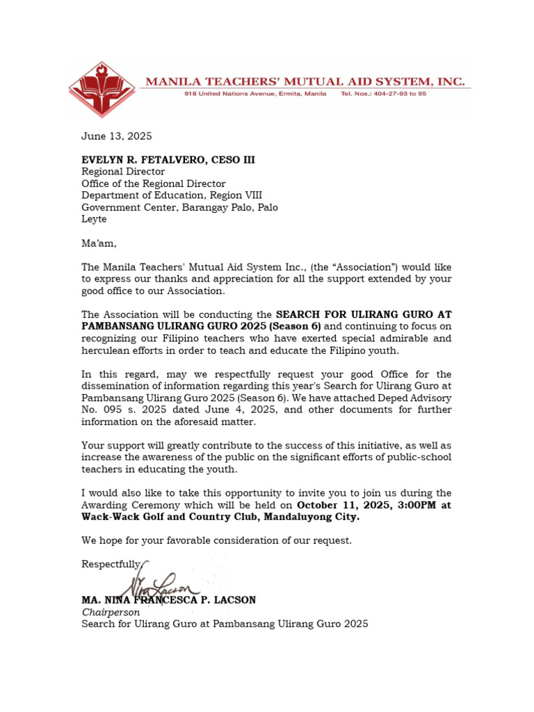 Search for Ulirang Guro 2025 Announcement | PDF