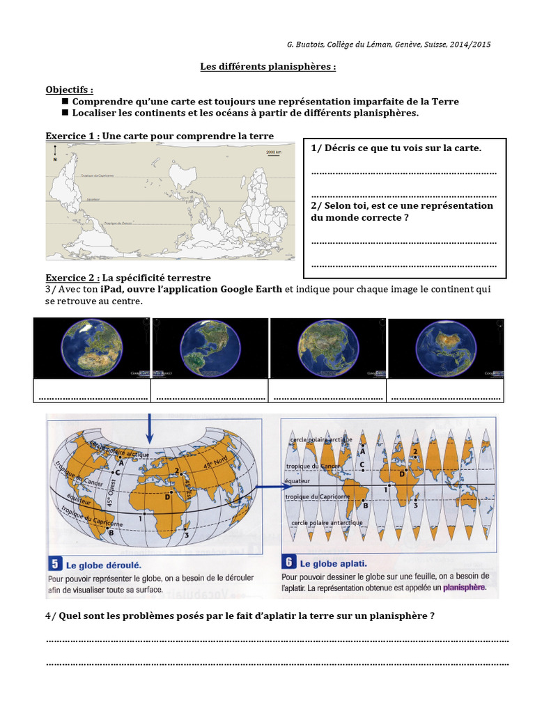 Comprendre les planisphères terrestres | PDF