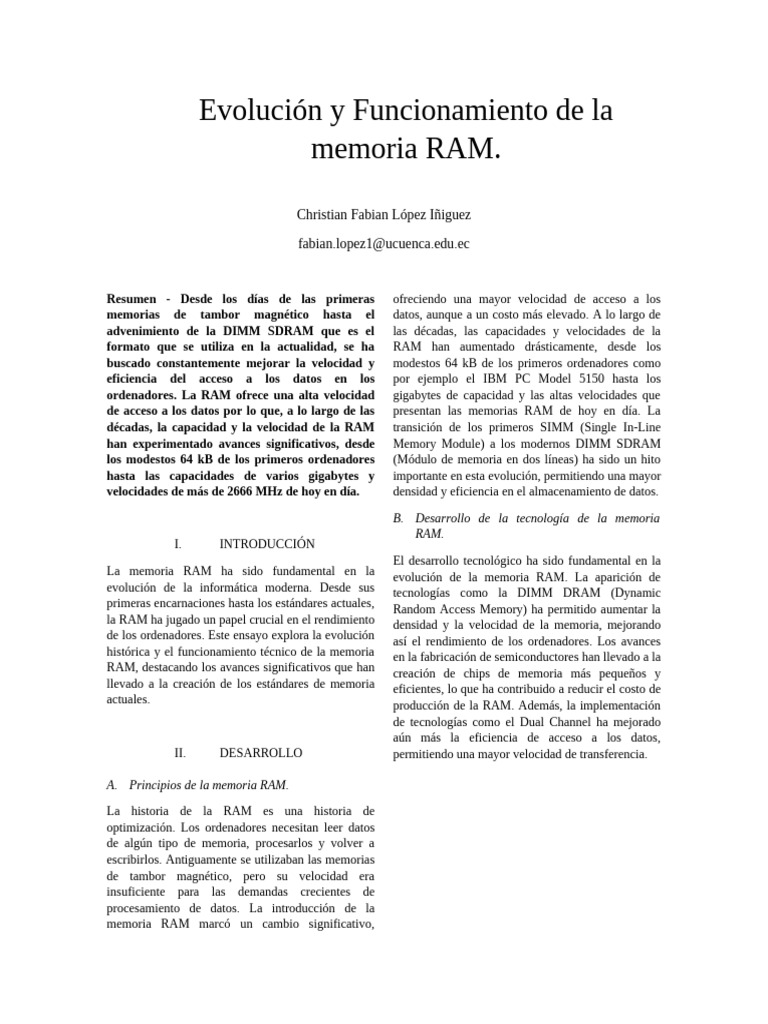 Evolución de la Memoria RAM Moderna | PDF | Memoria de acceso aleatorio ...