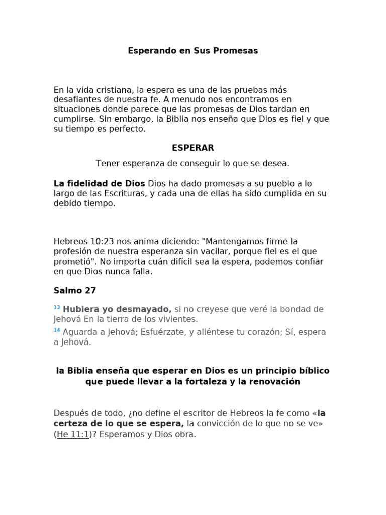 Esperando en las Promesas de Dios | PDF | Creencia religiosa y doctrina ...