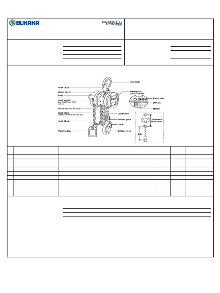 Form Inspeksi Chain Block HSE-FM-037 | PDF