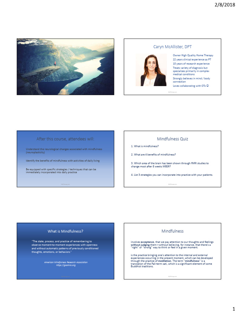 Mindfulness in Physical Therapy Practice | PDF | Mindfulness | Memory