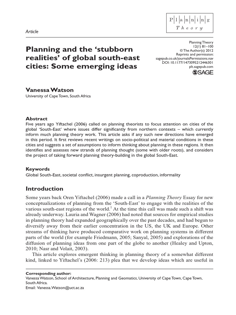 Planning Theory in Global South-East Cities | PDF | Violence | Non ...