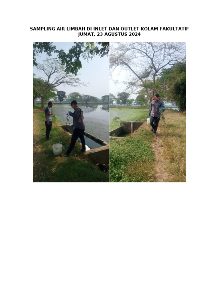 23 Agustus 2024-Sampling Air Limbah Di Inlet Dan Outlet Kolam ...