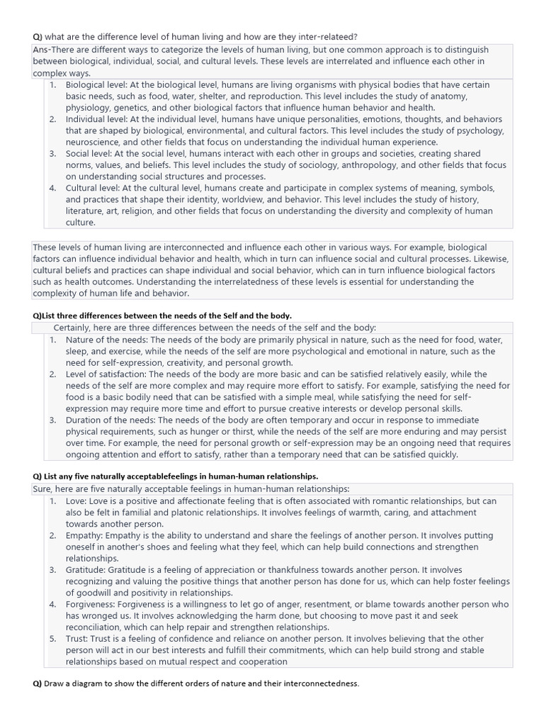 Levels of Human Living Explained | PDF | Sustainability | Nature