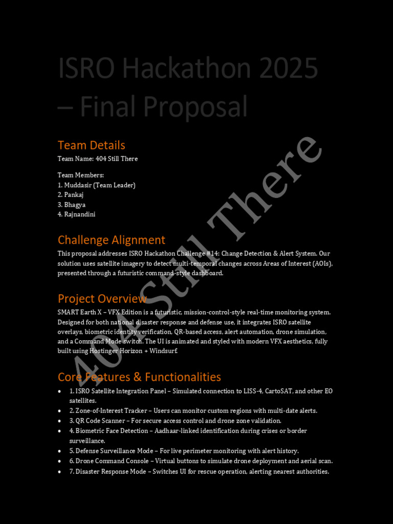 ISRO Hackathon 2025 Proposal: SMART Earth X | PDF | Surveillance ...