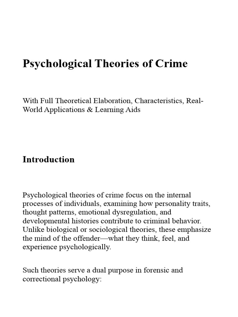 Psychological Theories of Crime Explained | PDF | Crimes | Crime & Violence