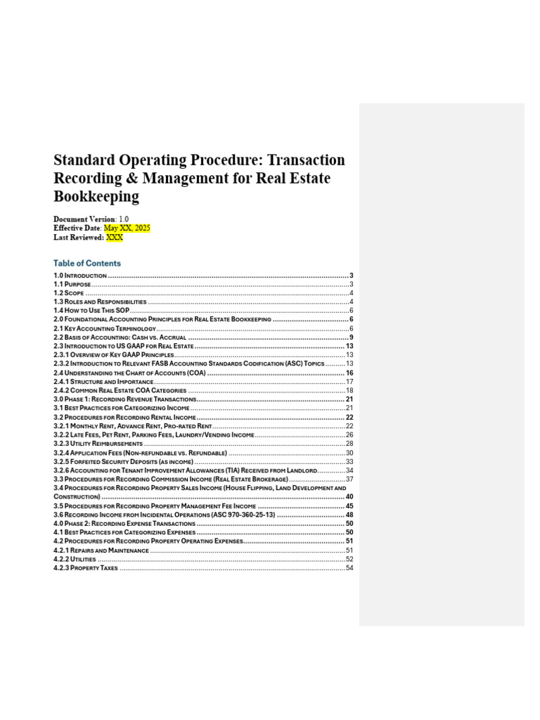 Standard Operating Procedure - Transaction Recording & Management For ...