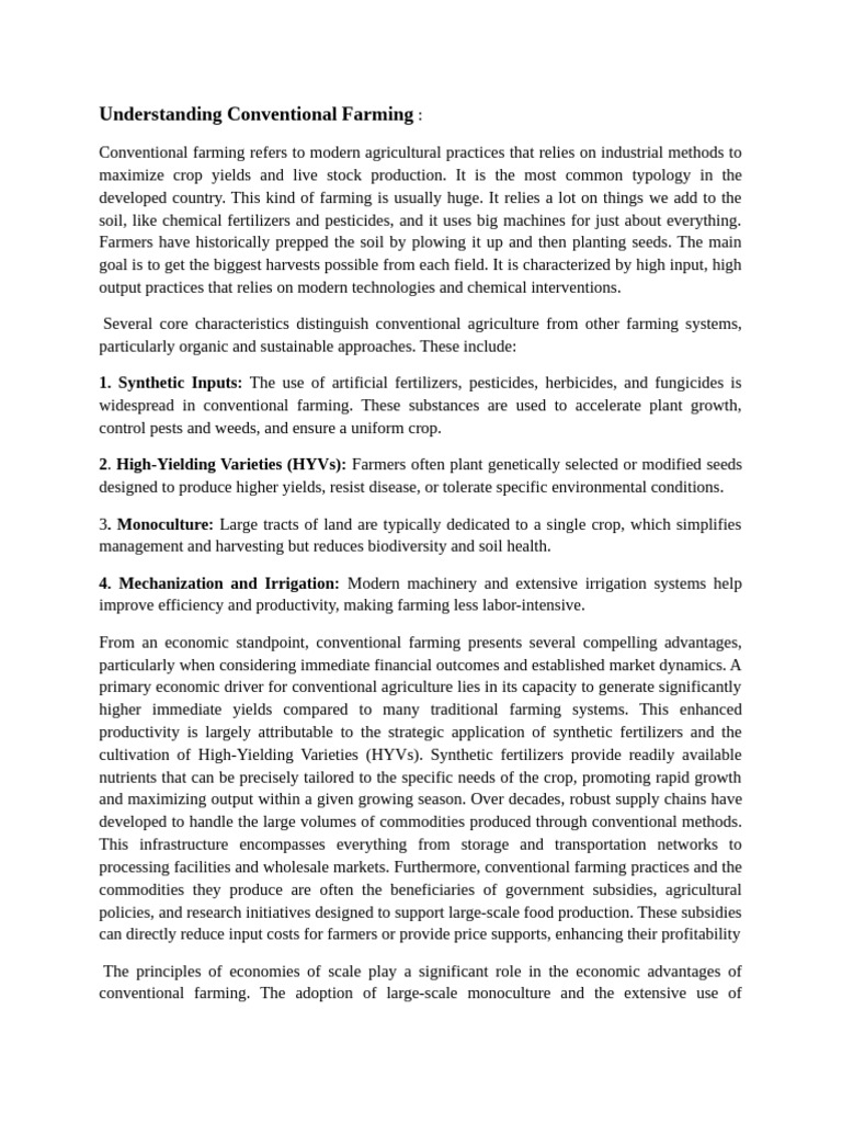 Overview of Conventional Farming Practices | PDF | Agriculture ...