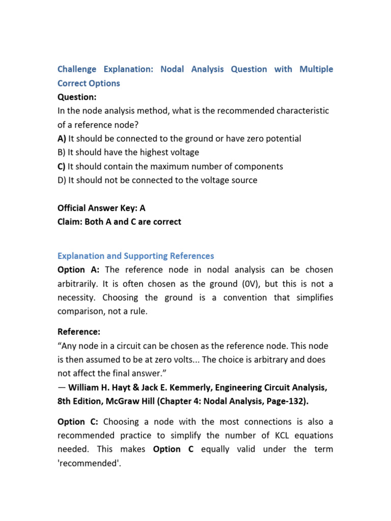 Nodal Analysis: Reference Node Options | PDF