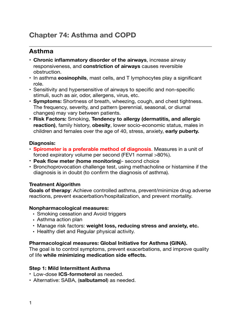 Chapter 74 Asthma and COPD | PDF | Asthma | Chronic Obstructive ...