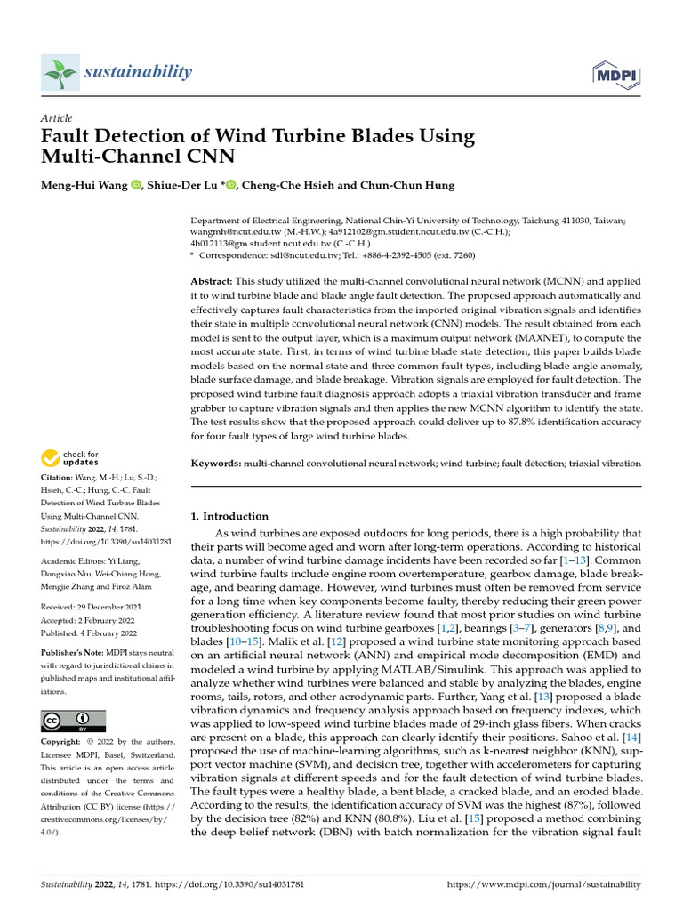 Wind Turbine Blade Fault Detection with MCNN | PDF | Wind Turbine | Turbine