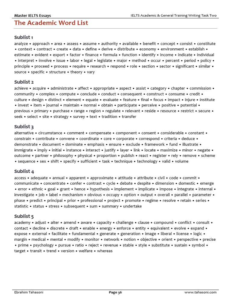 IELTS Academic Word List Guide | PDF