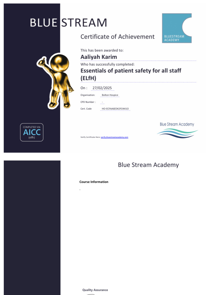 Aaliyah-Karim-Bolton Hospice-Essentials of Patient Safety For All Staff ...