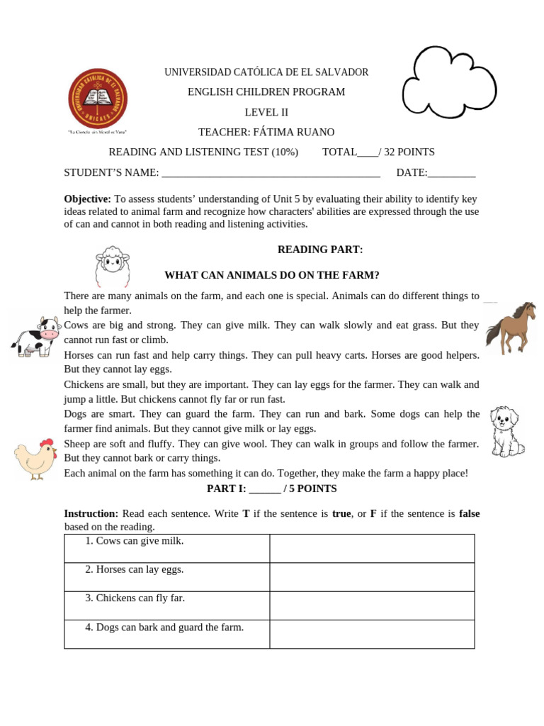 Draft 1 Listening and Reading Test | PDF | Japanese Language | Farmer