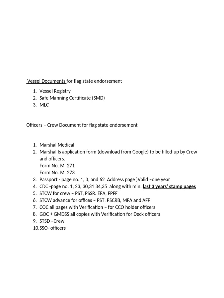 Flag State Doc Check List | PDF