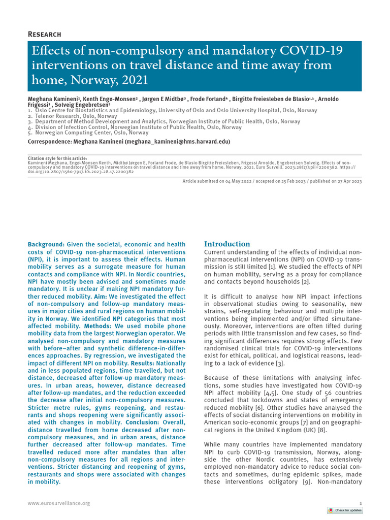 Effects of Non Compulsory and Mandatory COVID 19 Interventions On ...